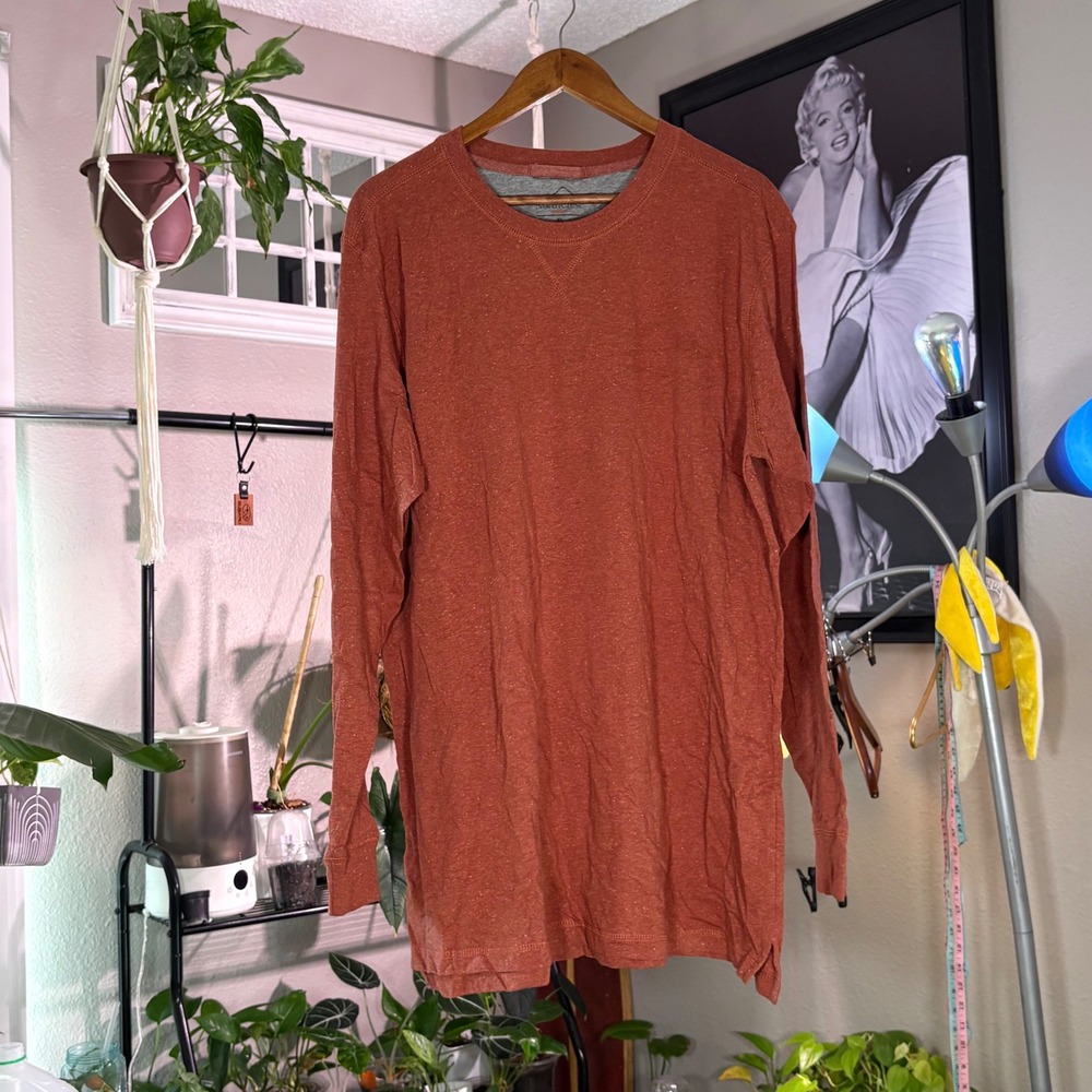 Northcrest Outdoor Mens XL Rust Long Sleeve Cotton Crewneck‎ Shirt